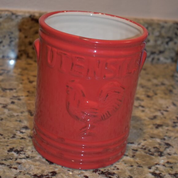 Home Essentials Ceramic Rooster Utensil Can - Picture 3 of 4